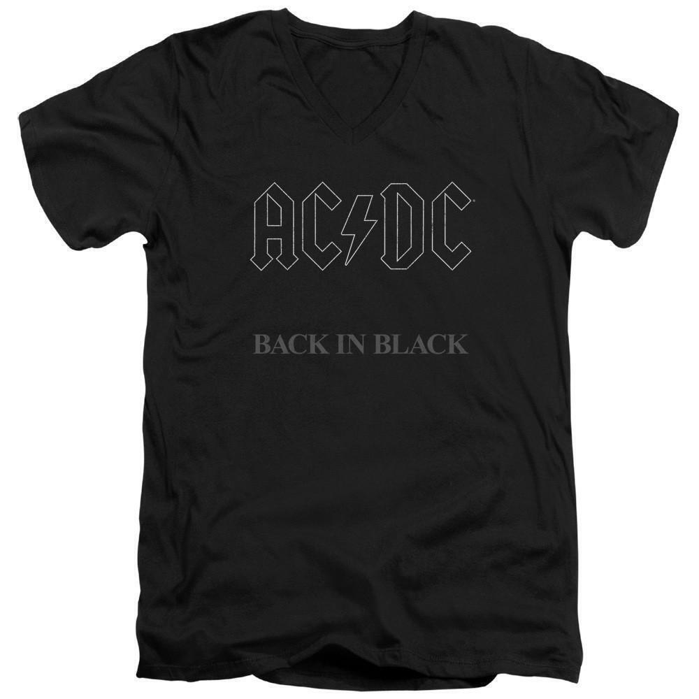Acdc Back In Black Adult V-Neck T Shirt Black